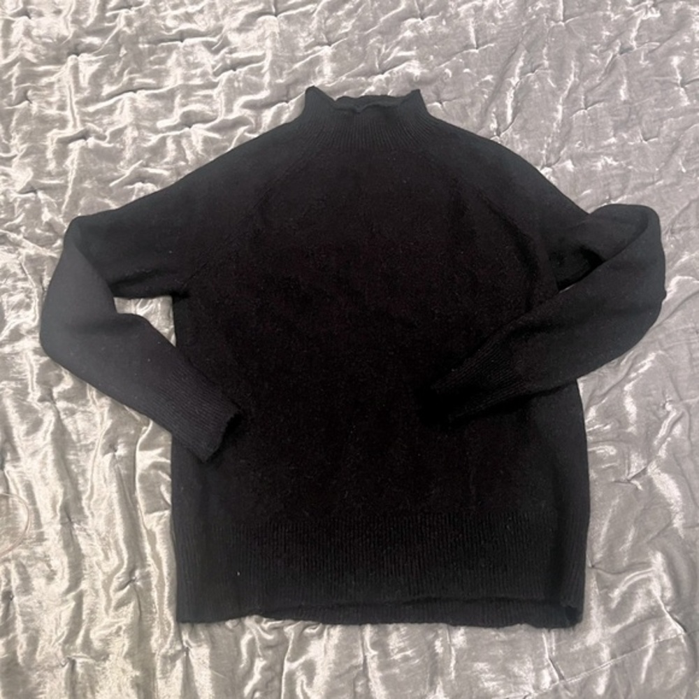 J Crew Black Merino Wool Blend Mockneck Sweater (Size XXS)
